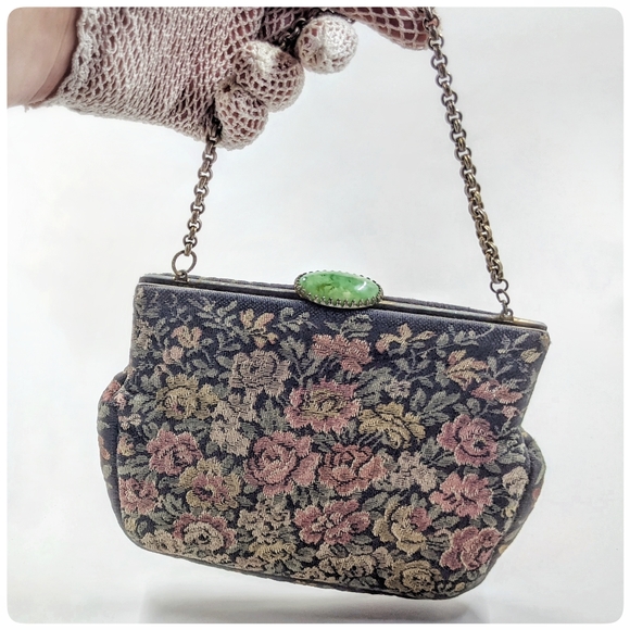*SOLD* Vtg/Antique Petit Point Edwardian tapestry bag - Picture 3 of 8